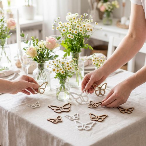 Wooden butterfly white/natural 3cm - 4.5cm 48 pcs | Floristik24.ie