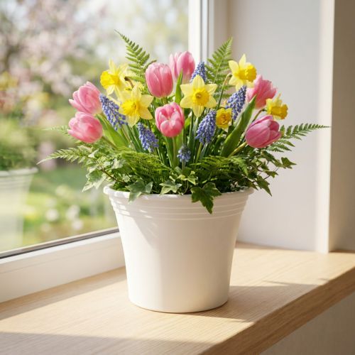 Plastic pot “Irys” White Ø17cm H14cm 1 pc | Floristik24.ie