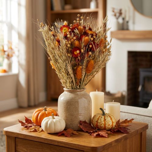 Dried flowers field flower bouquet straw flowers orange L30cm | Floristik24.ie