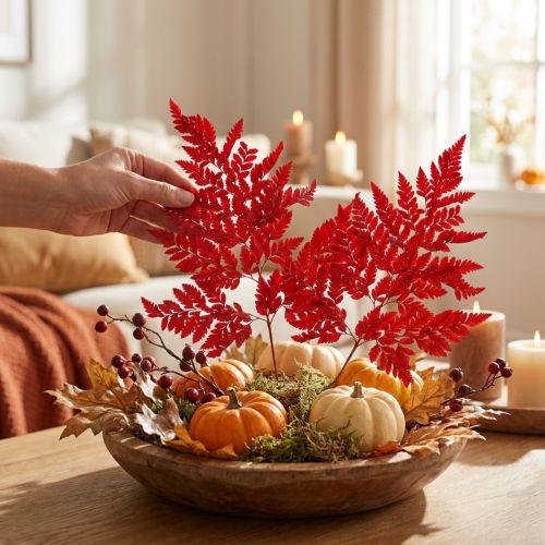 Product Preserved and dyed fern fronds, true fern for autumn arrangements, 42cm, 10 pieces