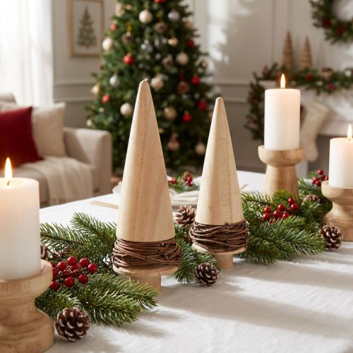Christmas tree wood natural table decoration Christmas H18cm 2 pcs | Floristik24.ie