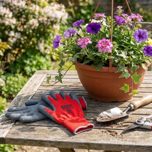 Kixx nylon garden gloves size 8 red, grey | Floristik24.ie