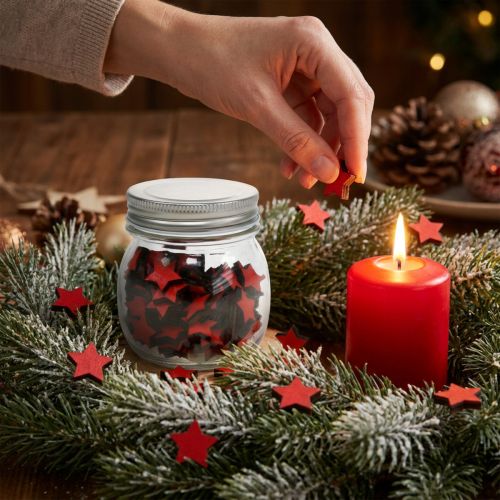 Glass with stars red 9cm | Floristik24.ie