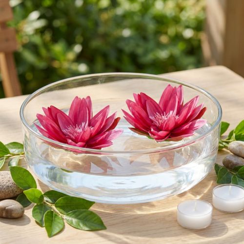 Floating water lily artificial table decoration fuchsia Ø15cm 2pcs | Floristik24.ie