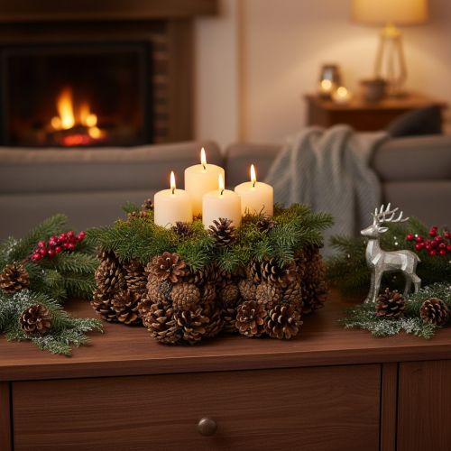 Pine cone planter, star shape, 30cm | Floristik24.ie