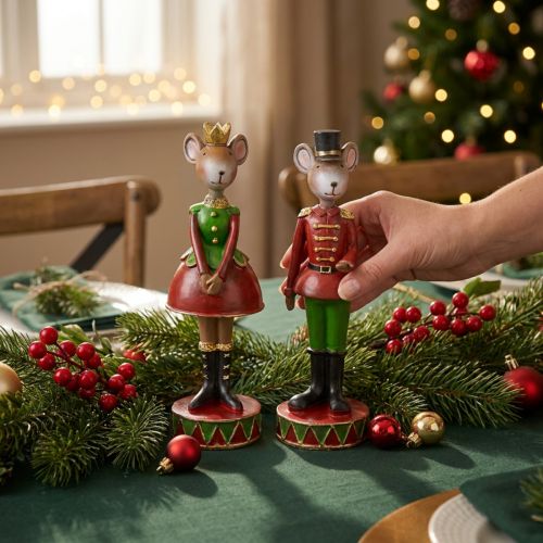 Christmas mouse decoration figures 14.5cm red-green 2 pieces | Floristik24.ie