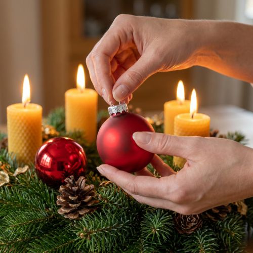 Christmas ball Ø4cm red glossy/matt 24 pcs | Floristik24.ie