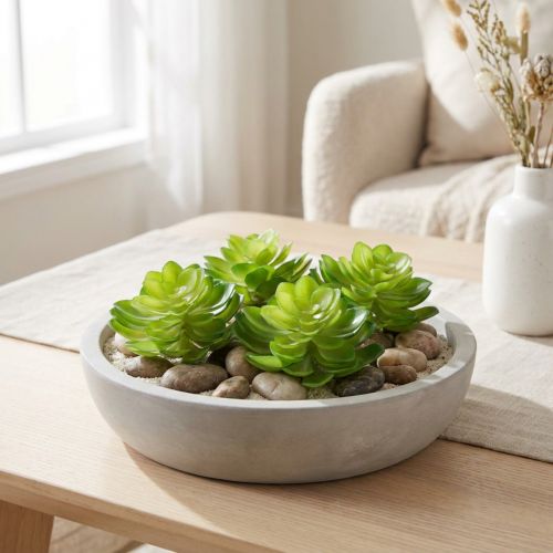 Artificial succulent plant, green, for decoration in a bowl or vase, 10cm, 4 pieces | Floristik24.ie