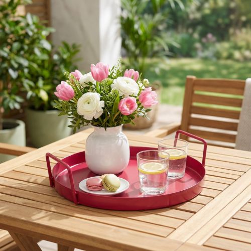 Product Pink Metall Tray Centrepiece and decor for dining room and terrace 22cm