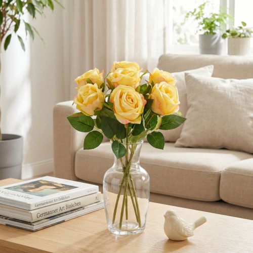 Rose bouquet flower arrangement for elegant decoration in the living area 44cm 6pcs | Floristik24.ie