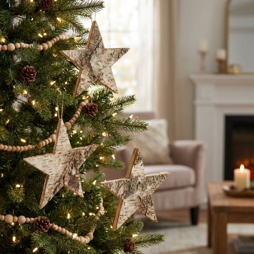 Birch stars for hanging stars birch bark natural 15cm 6 pcs | Floristik24.ie