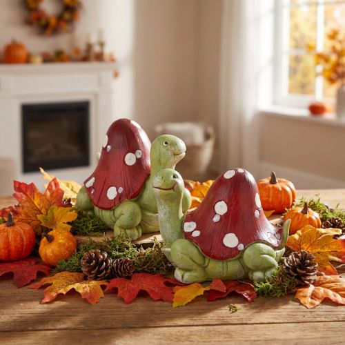 Turtle decoration fly agaric decoration green red 10cm 2pcs | Floristik24.ie