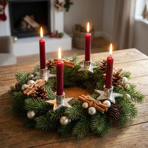 Candlestick silver candlestick star 8x8x4.5cm 4pcs | Floristik24.ie