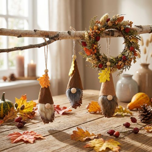 Cone gnome pendant gnome decoration autumn gnome H10cm 6 pcs | Floristik24.ie