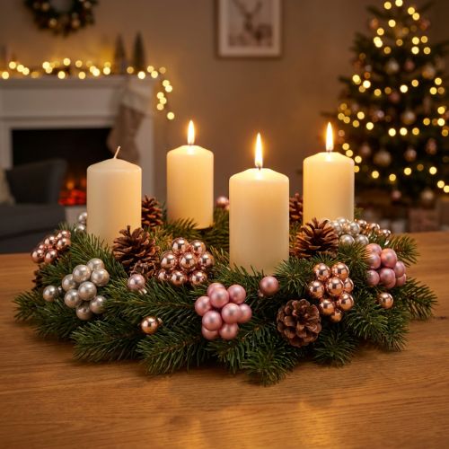 Mini Christmas balls glass mirror berries pink cream Ø20mm 140 pcs | Floristik24.ie
