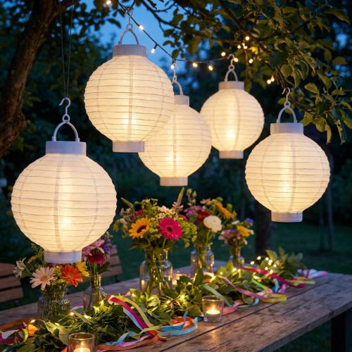 Solar Lantern with LED light Lantern for hanging White 20cm | Floristik24.ie