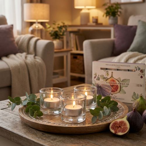 Scented Candles Bergamot Wild Fig Tealights Ø3.5cm 12 pcs | Floristik24.ie