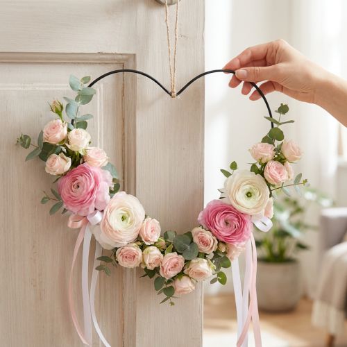 Metal ring heart shape, hanging decoration metal, decoration loop black W32.5cm 4 pieces | Floristik24.ie