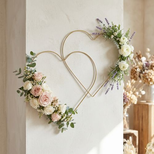 Metal ring heart shape, hanging decoration metal decoration loop gold 32.5cm 4 pieces | Floristik24.ie