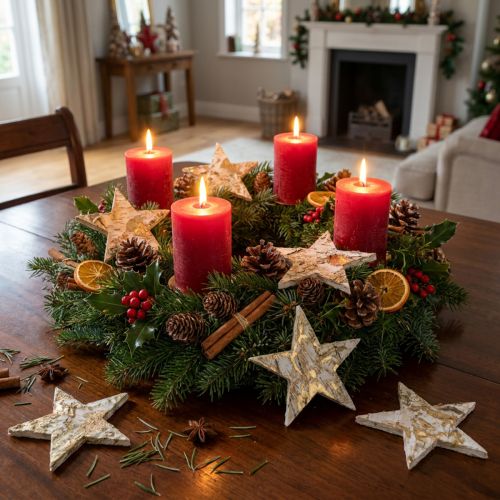 Decorative Star Birch Bark Birch Stars Natural, Golden 6.5cm 30 pcs | Floristik24.ie
