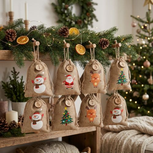 Product Gift bag Christmas bag Jute Look 10×13cm 8pcs
