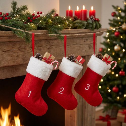 Advent calendar to fill boots felt red white 155cm | Floristik24.ie