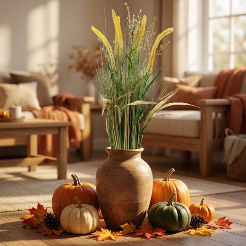 Grass bundle autumn decoration with umbels 84cm | Floristik24.ie