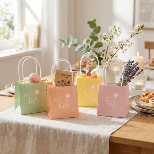 Product Gift bag with print "A bag of happiness" for lovely gift ideas, 12cm, 12 pieces