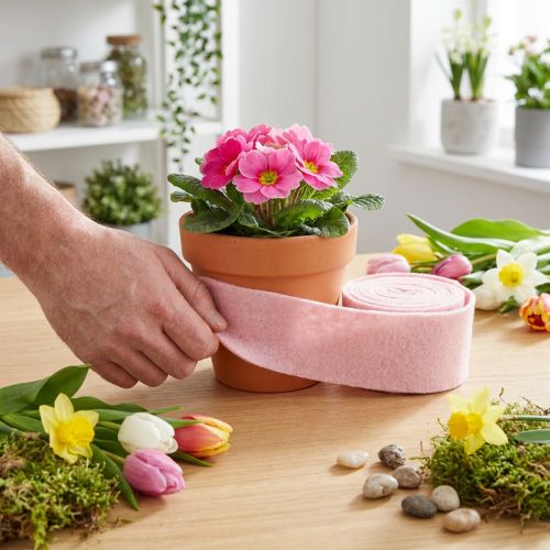 Felt ribbon pink pot ribbon wool ribbon wool felt W15cm L5m | Floristik24.ie