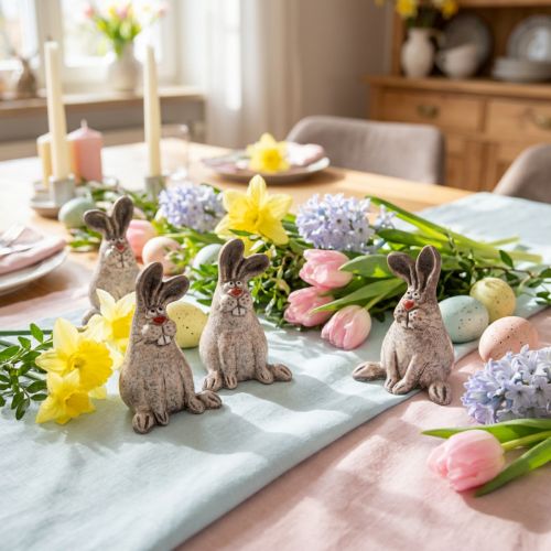 Easter Bunny Ceramic Funny Decoration Rabbit Brown H7cm 6 Pcs | Floristik24.ie