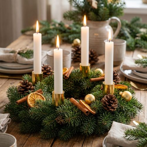 Candle holders for taper candles, gold, Ø3.2cm, H4cm, 4 pieces | Floristik24.ie