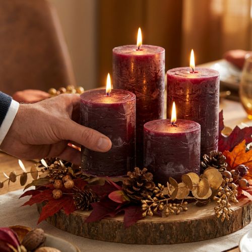 Burgundy colored pillar