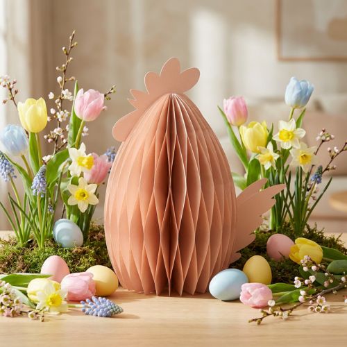 Honeycomb figure Easter decoration chicken orange 28.5×15.5×30cm | Floristik24.ie