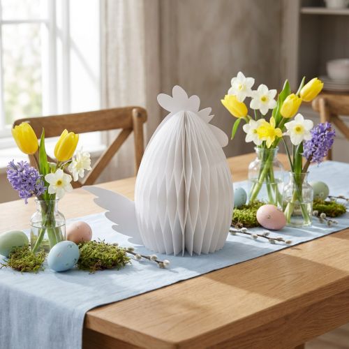 Decorative chicken honeycomb paper decorative figure white 28.5x15.5x30cm | Floristik24.ie