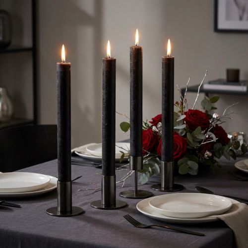 Black candles, solid coloured,