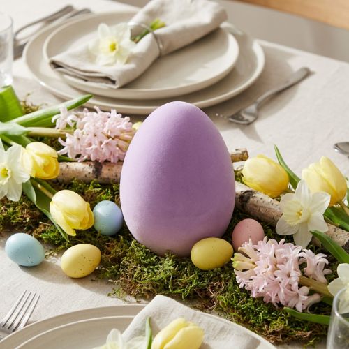 Easter egg decoration – 2nd choice – plastic purple flocked 20cm | Floristik24.ie