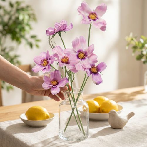 Cosmea jewelry basket purple artificial flowers summer 51cm 3pcs | Floristik24.ie