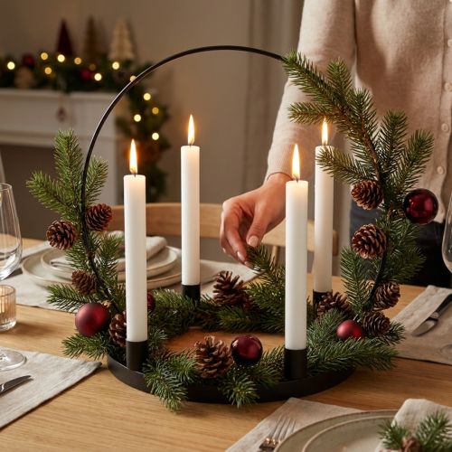 Candle holder metal black decorative ring for standing Ø35cm | Floristik24.ie