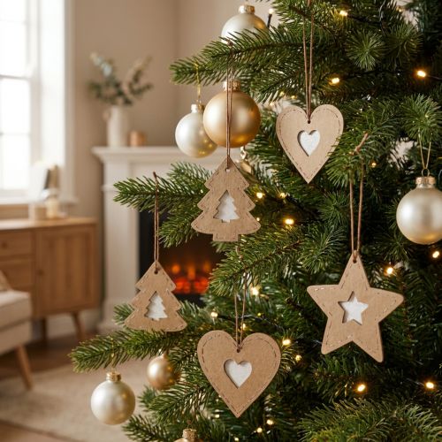 Christmas tree decoration star fir heart paper 7cm 36p | Floristik24.ie