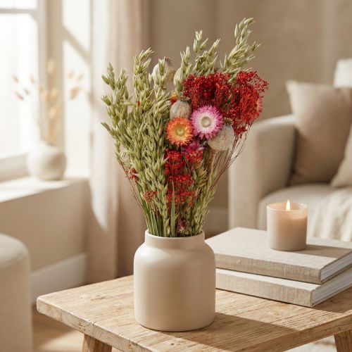 Bouquet of dried flowers Bouquet of meadow flowers Red H50cm 150g | Floristik24.ie