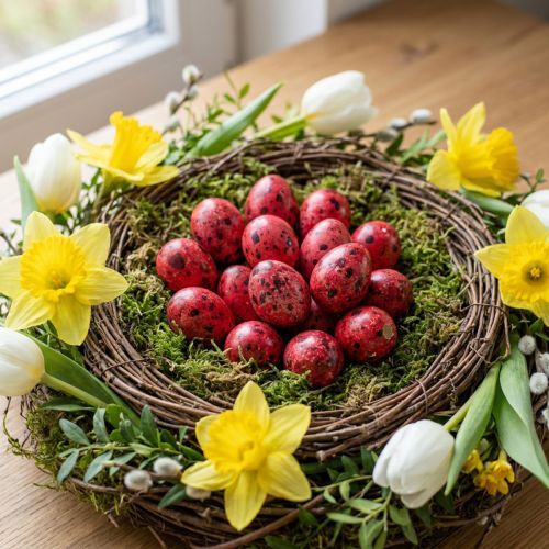 Quail egg red 3cm Easter decoration 50 pcs | Floristik24.ie