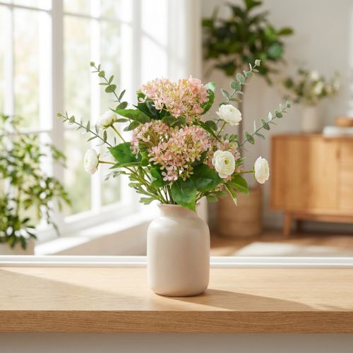 Snowball bush green pink white artificial 49cm | Floristik24.ie