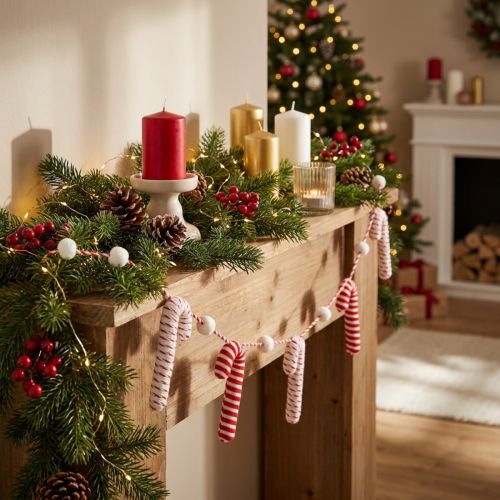 Candy Cane Garland Christmas Red White Decoration 120cm | Floristik24.ie
