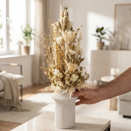 Dried flowers white gold decorative cap flowers Phalaris 30cm 200g | Floristik24.ie