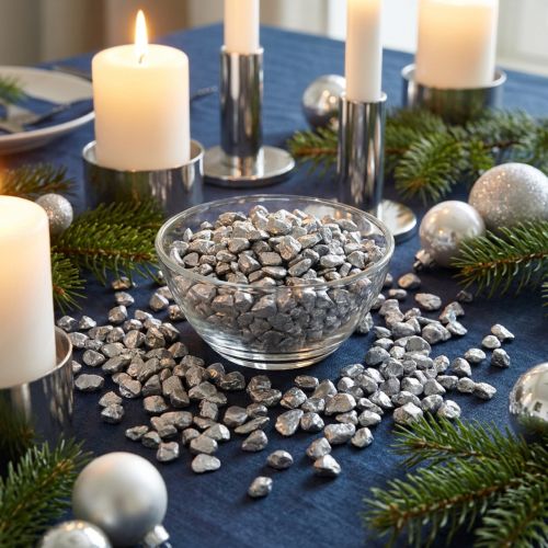 Decorative stones 9mm - 13mm 2kg silver | Floristik24.ie