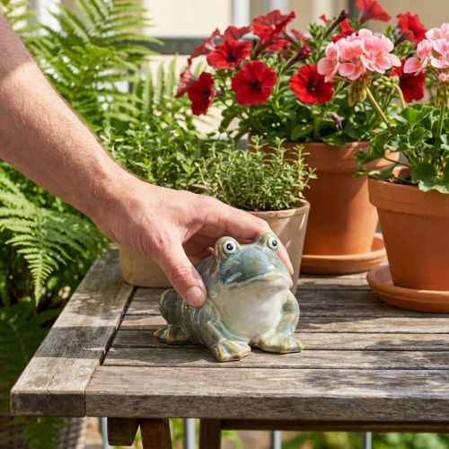 Product Frog figurine, summer decoration made of ceramic for home and balcony, 12cm