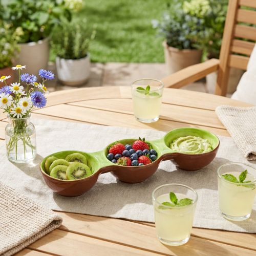 Ceramic bowl with kiwi motif, summer decoration for stylish serving of tapas and snacks, 30cm | Floristik24.ie