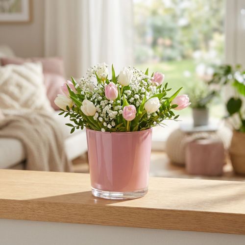 Glass pot Ø11.5cm H10.8cm old pink | Floristik24.ie