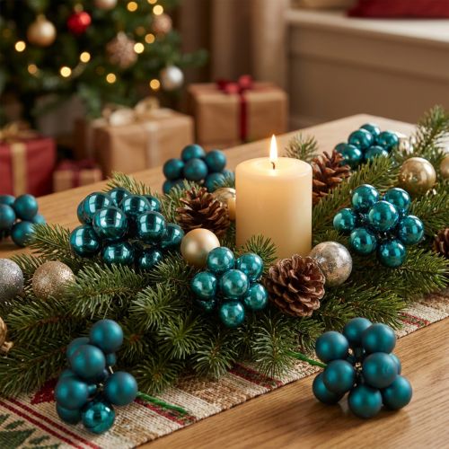 Mini Christmas baubles in glossy matte mix with mirrored berries, 25mm, 140 pieces | Floristik24.ie