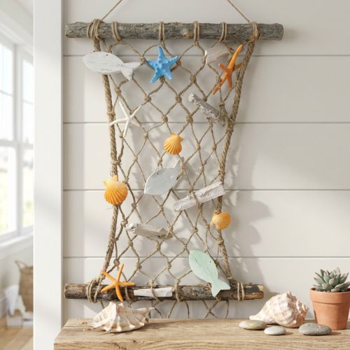 Fishing net decoration wall decoration fish maritime decoration 38x50cm | Floristik24.ie